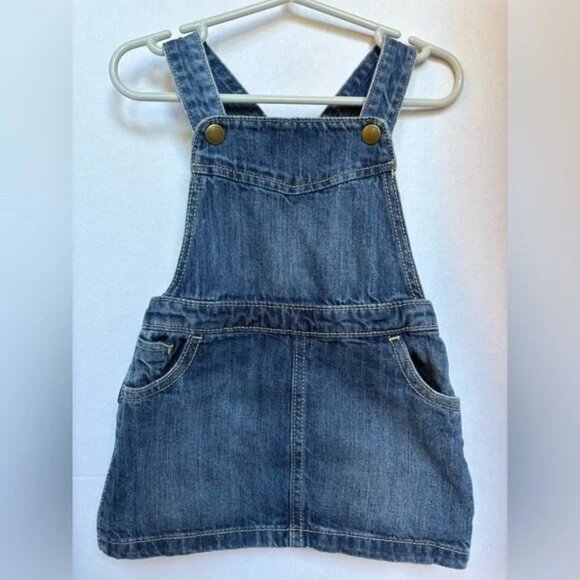 Old Navy Denim Overall Dress with Ruffle Back 18–24M - Picture 1 of 4